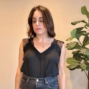 Amazon Black Lace Trim Blouse